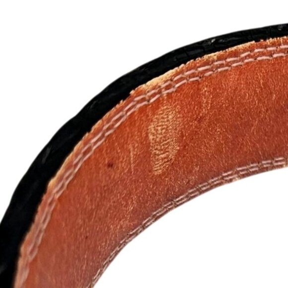 Bragano Black Woven Leather Belt Mens Made in Canada XL 41–45 In Waist - Picture 6 of 14